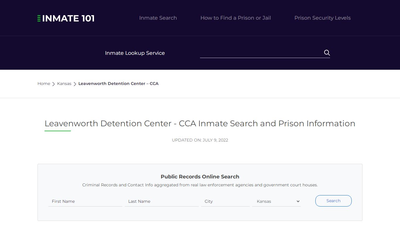 Leavenworth Detention Center - CCA Inmate Search ...