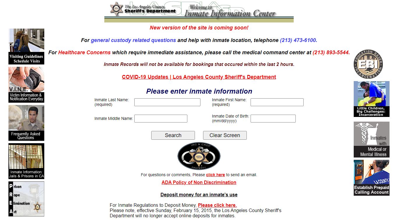 LASD Inmate Information Center - Inmate Search